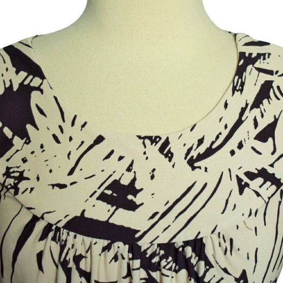 Enfocus Studio Dark Chocolate/Off-White Abstract Knee Length Long Sleeve Dress, - Picture 8 of 13